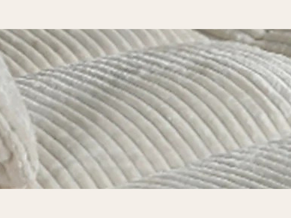 Canapé convertible 4 en 1 en velours côtelé, coloris crème, macro matière