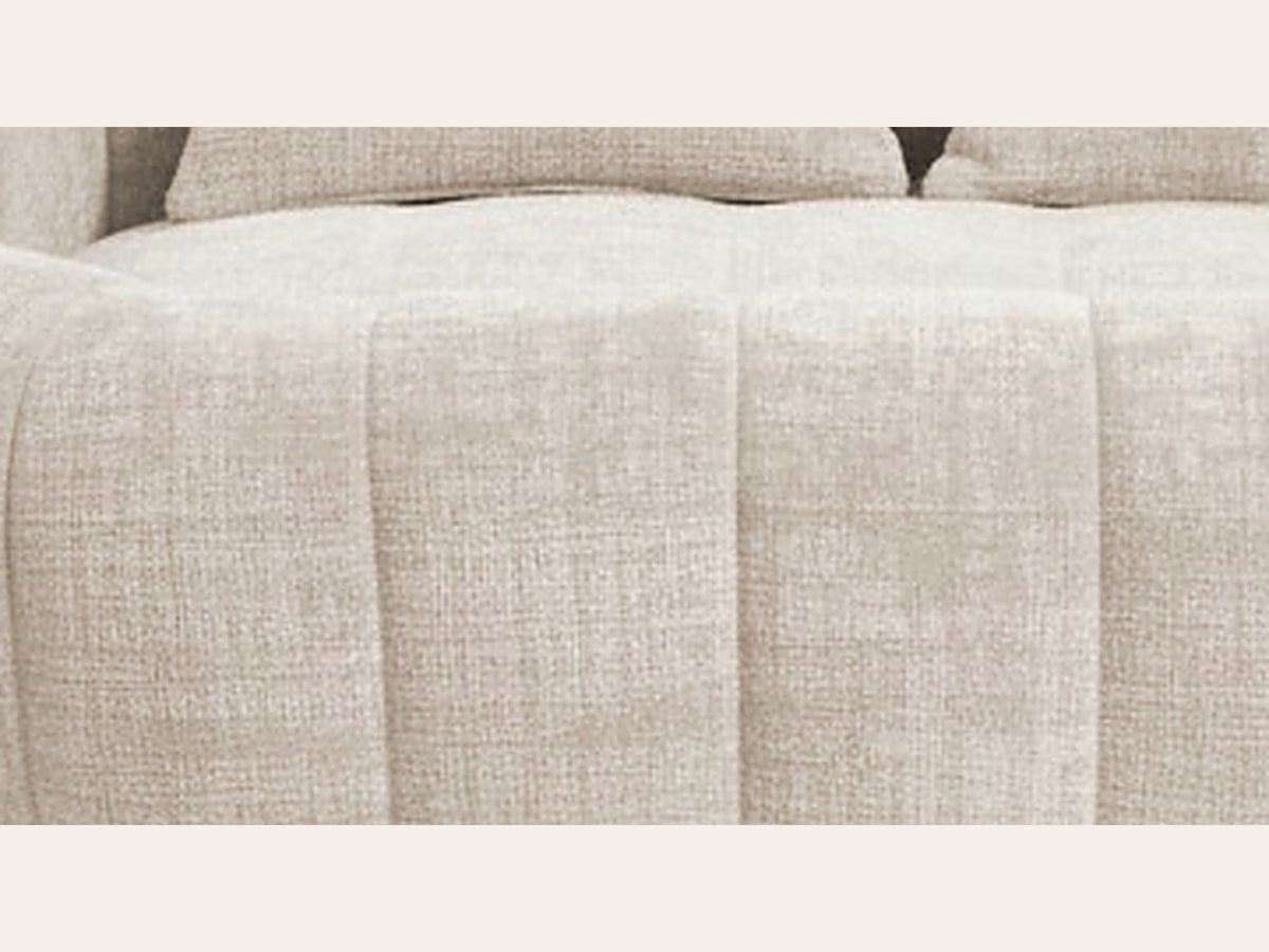 Canapé pouf 2 places en chenille, coloris beige crème, macro matière
