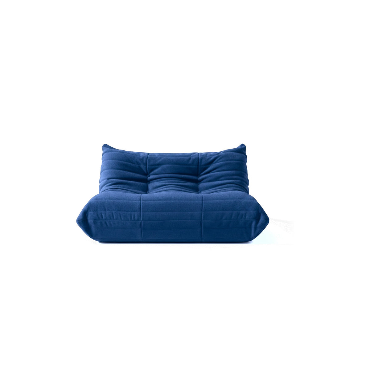 Canapé modulable bas 2 places, velours teddy bleu marine, vue de face