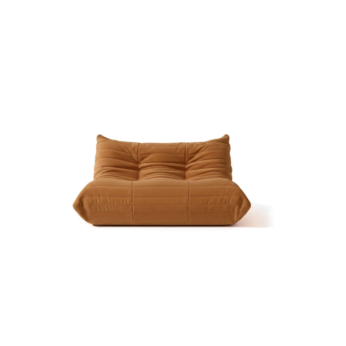 Canapé modulable bas 2 places, velours teddy marron caramel, vue de face