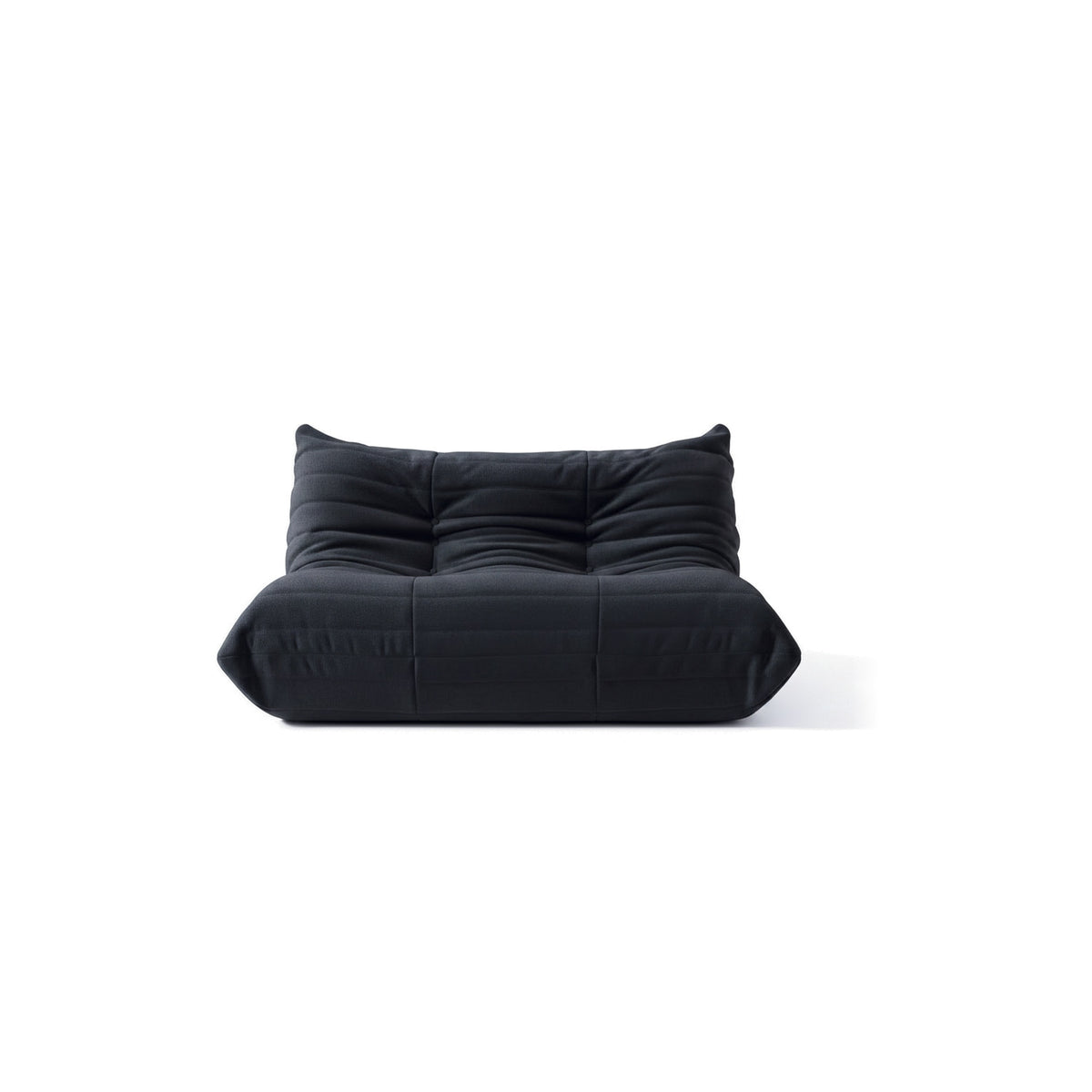 Canapé modulable bas 2 places, velours teddy noir charbon, vue de face