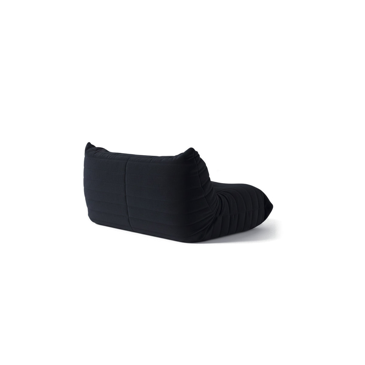 Canapé modulable bas 2 places, velours teddy noir charbon, vue de trois quarts arrière
