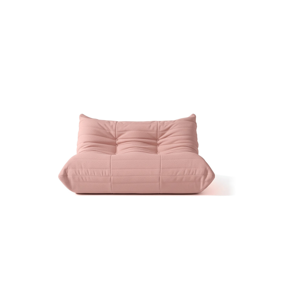 Canapé modulable bas 2 places, velours teddy rose poudré, vue de face