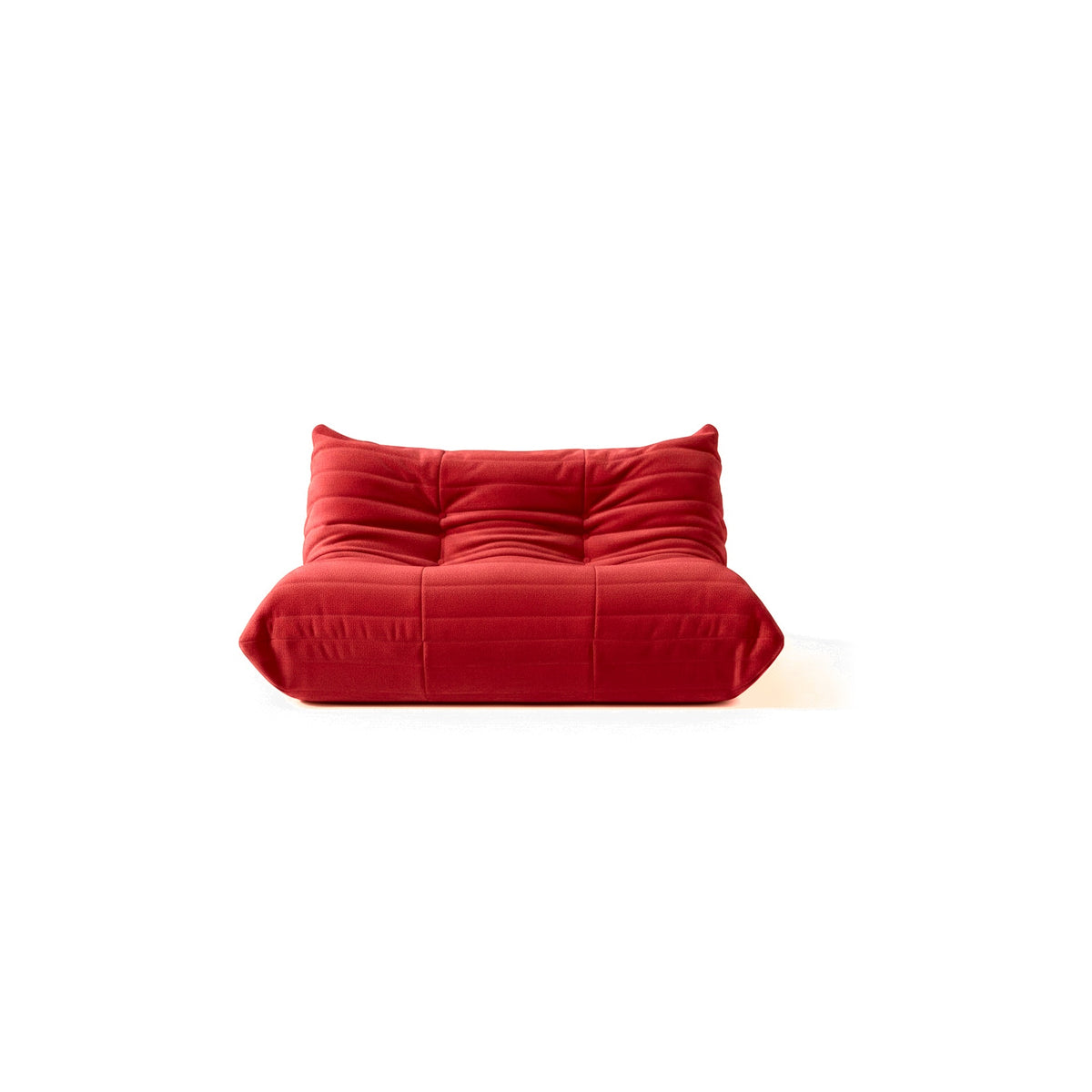 Canapé modulable bas 2 places, velours teddy rouge carmin, vue de face