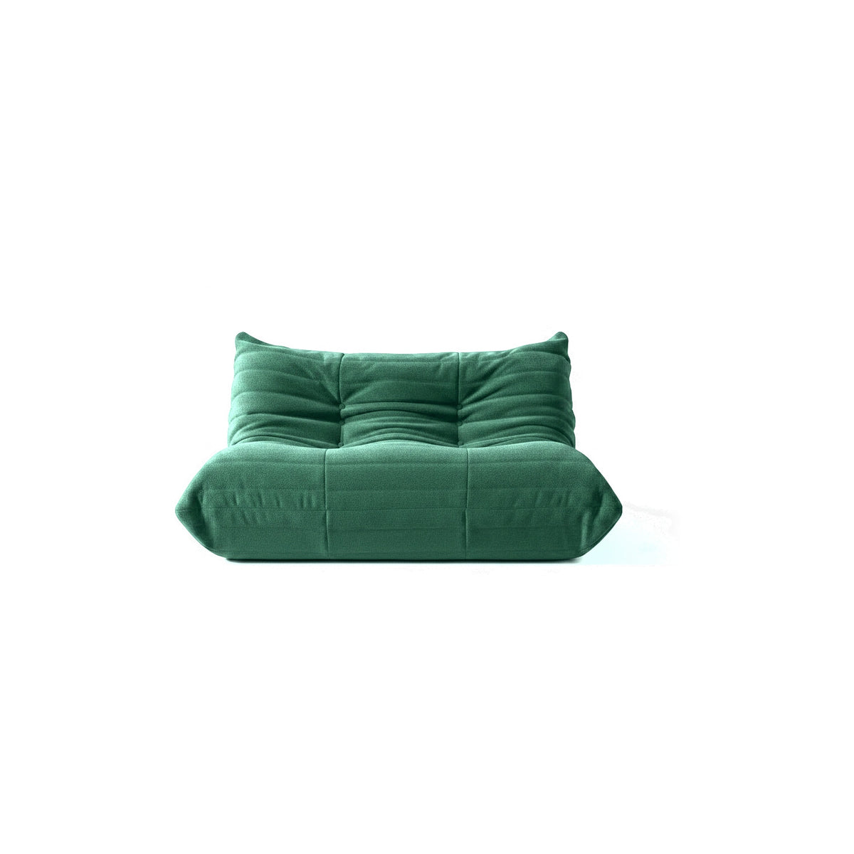 Canapé modulable bas 2 places, velours teddy vert sapin, vue de face