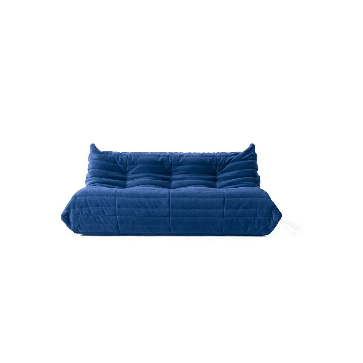 Canapé modulable bas 3 places, velours teddy bleu marine, vue de face