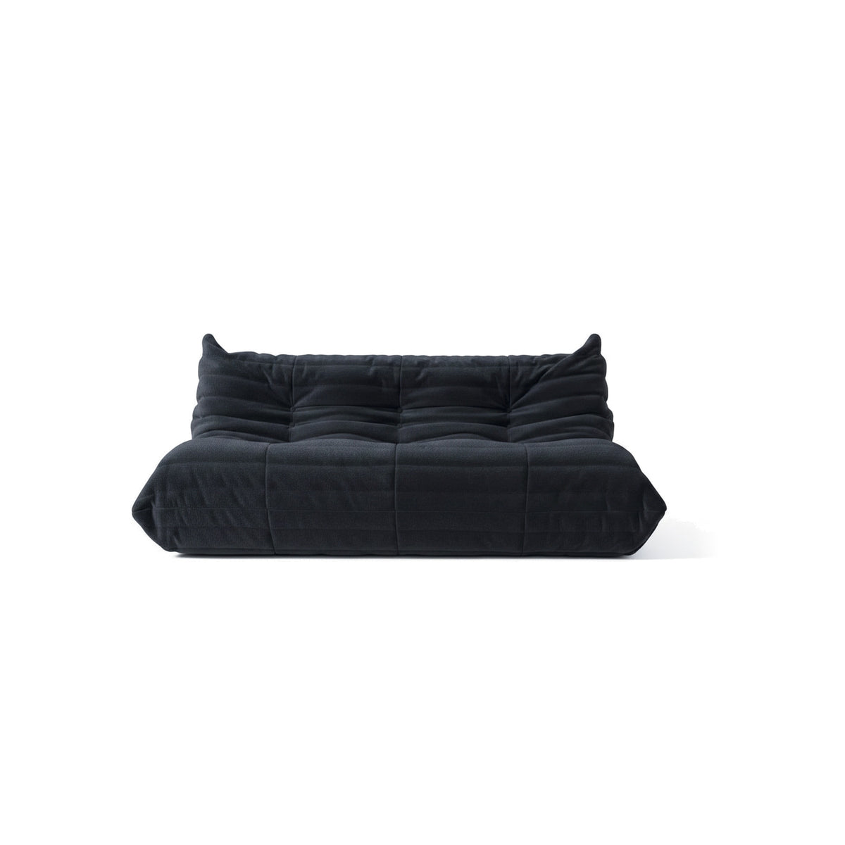Canapé modulable bas 3 places, velours teddy noir charbon, vue de face