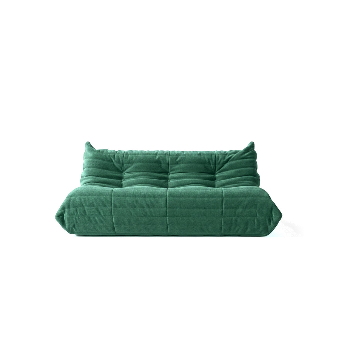 Canapé modulable bas 3 places, velours teddy vert sapin, vue de face