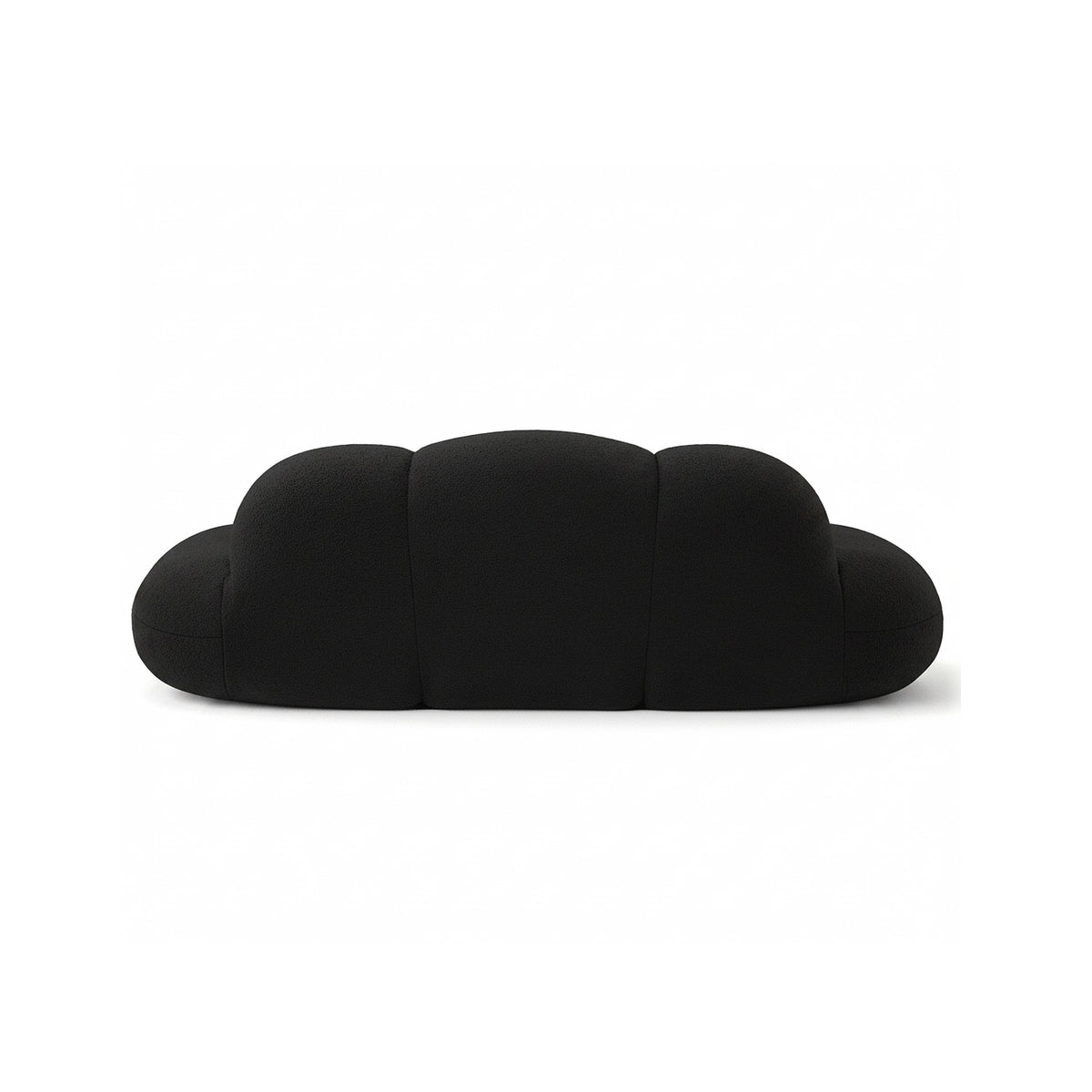 Canapé nuage 3 places sans accoudoir, tissu bouclé noir charbon, vue de dos