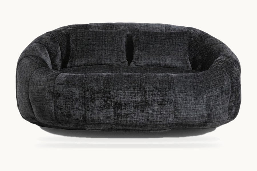 Pastille canapé pouf 2 places en chenille, coloris anthracite