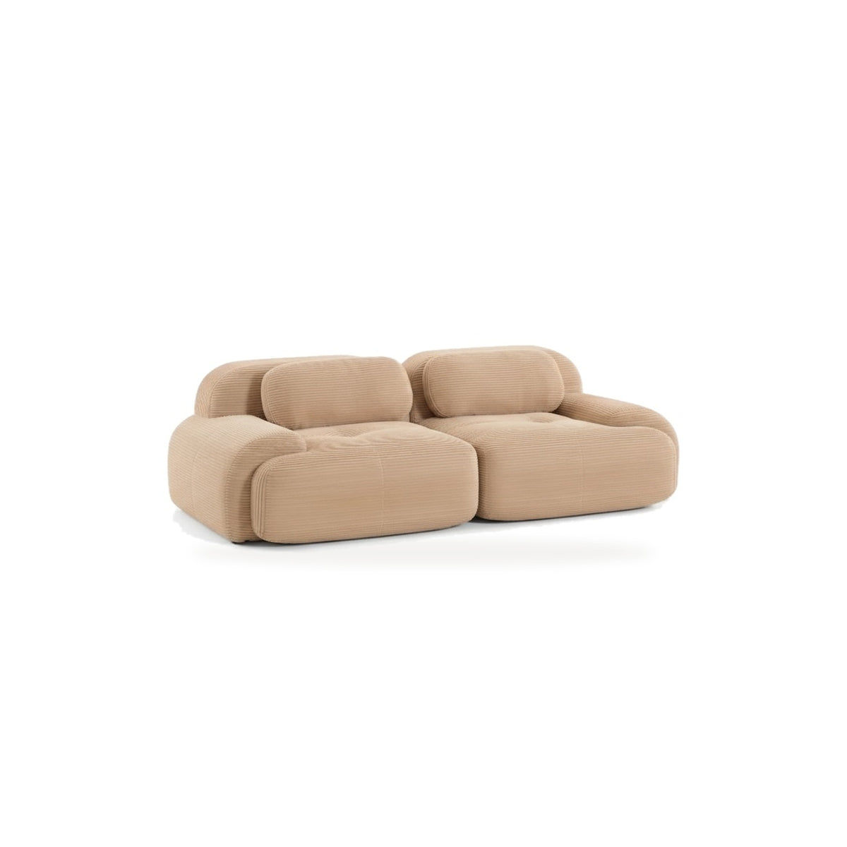 Canapé modulaire 2 places beige, vue de face sur fond blanc