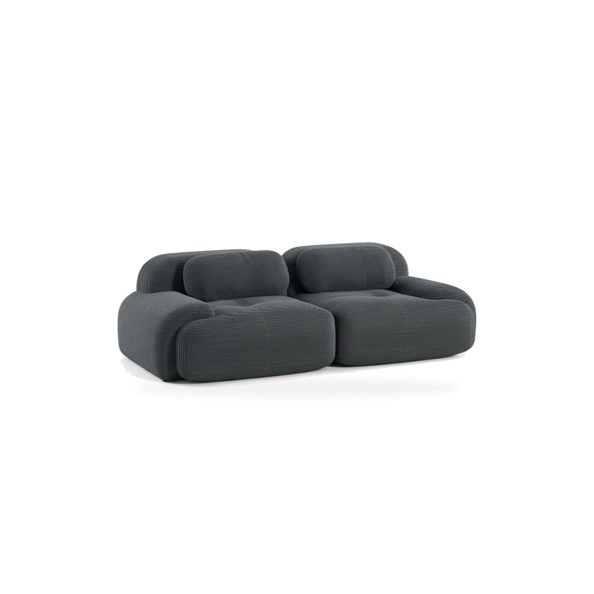 Canapé modulaire 2 places gris, vue de face sur fond blanc