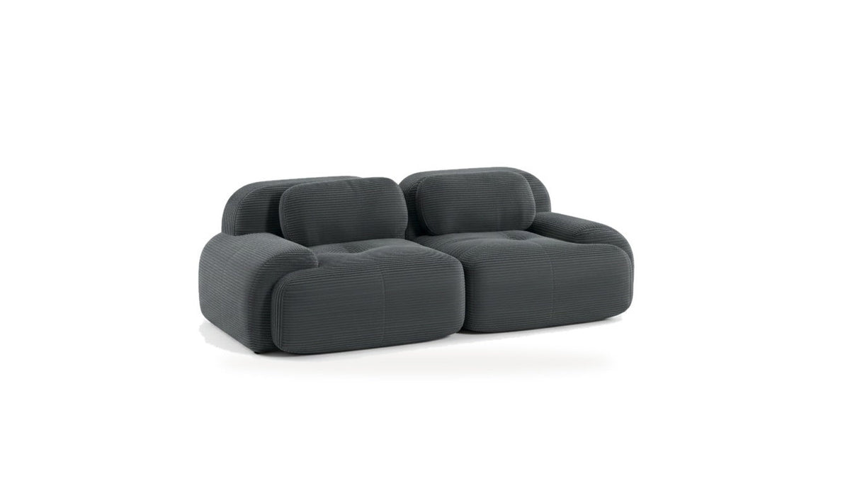 Canapé modulaire 2 places gris, vue de trois quarts sur fond blanc