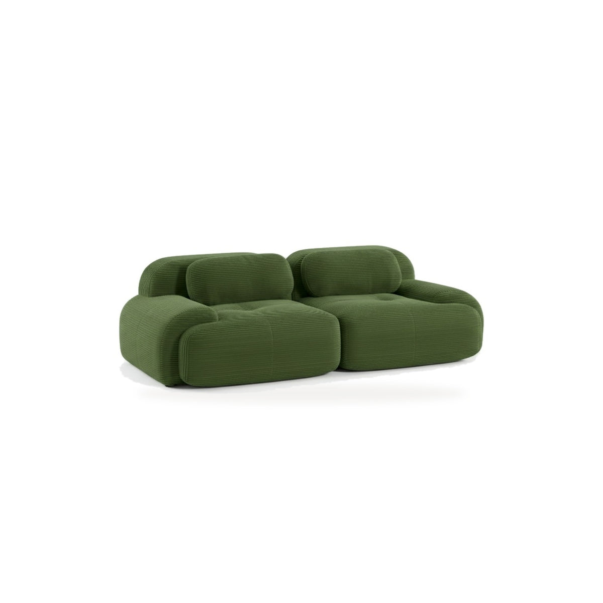 Canapé modulaire 2 places vert, vue de face sur fond blanc