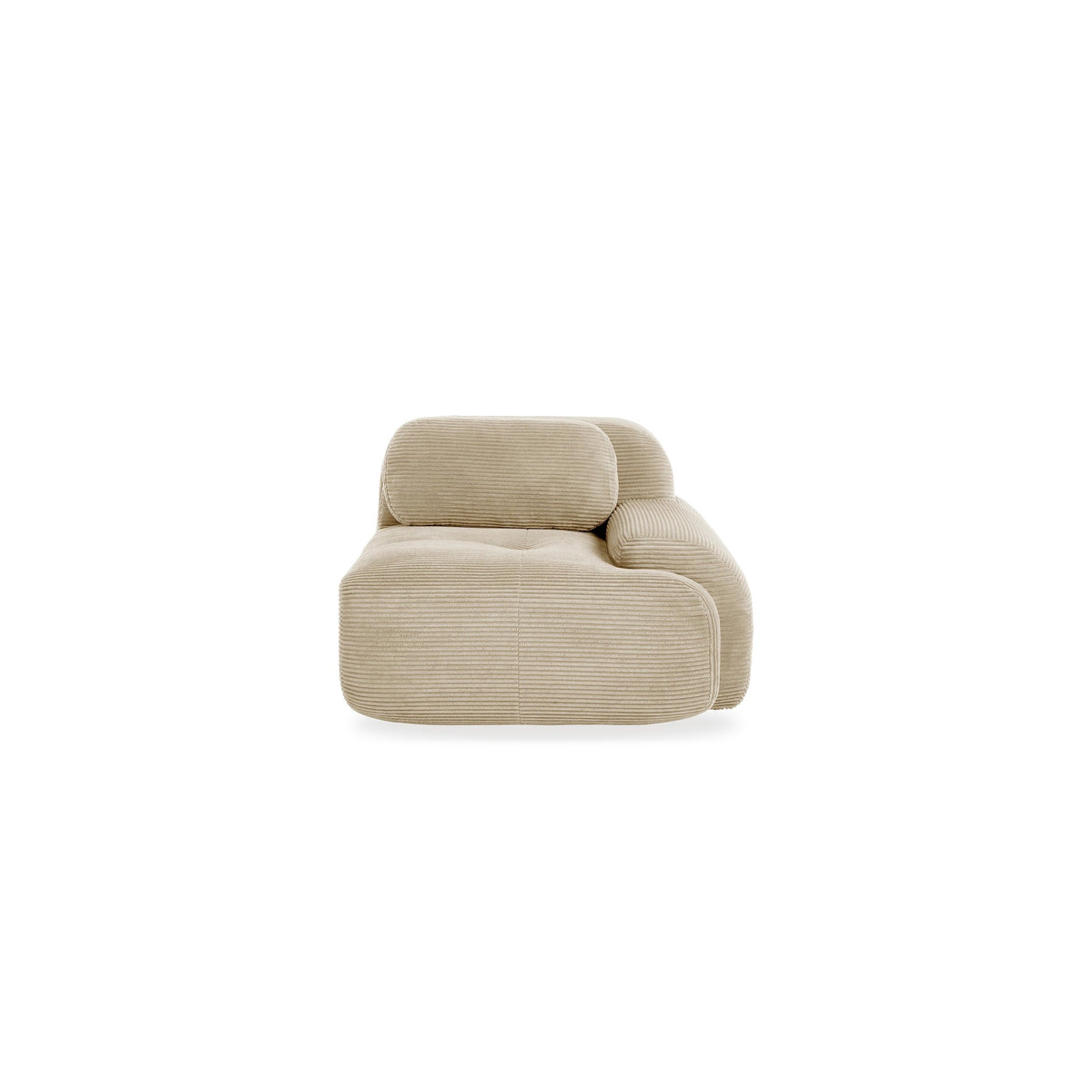 Fauteuil modulable en velours côtelé Nimbo, module d'angle, beige, de face, fond blanc
