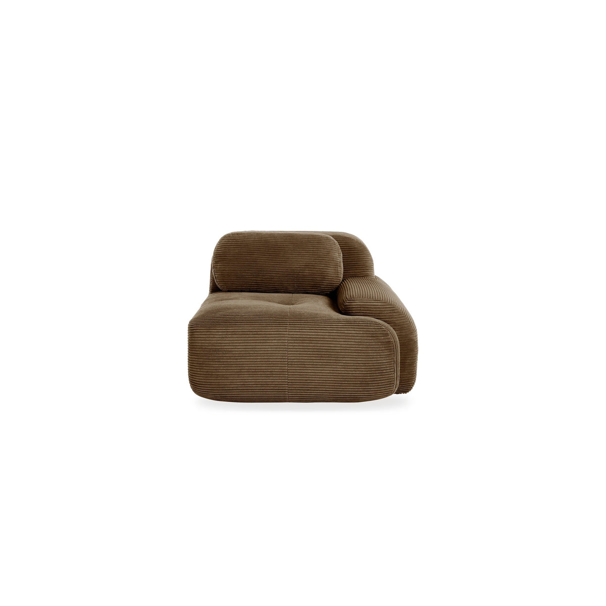Fauteuil modulable en velours côtelé Nimbo, module d'angle, brun, de face, fond blanc
