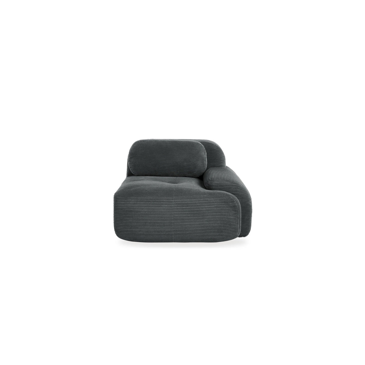 Fauteuil modulable en velours côtelé Nimbo, module d'angle, gris, de face, fond blanc