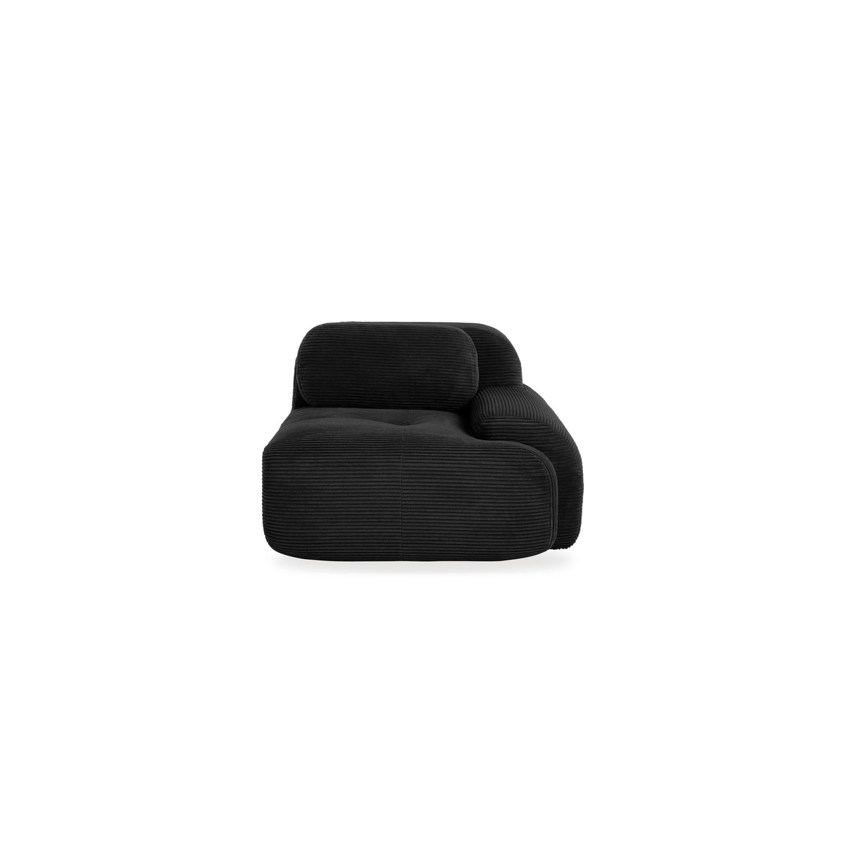 Fauteuil modulable en velours côtelé Nimbo, module d'angle, noir, de face, fond blanc