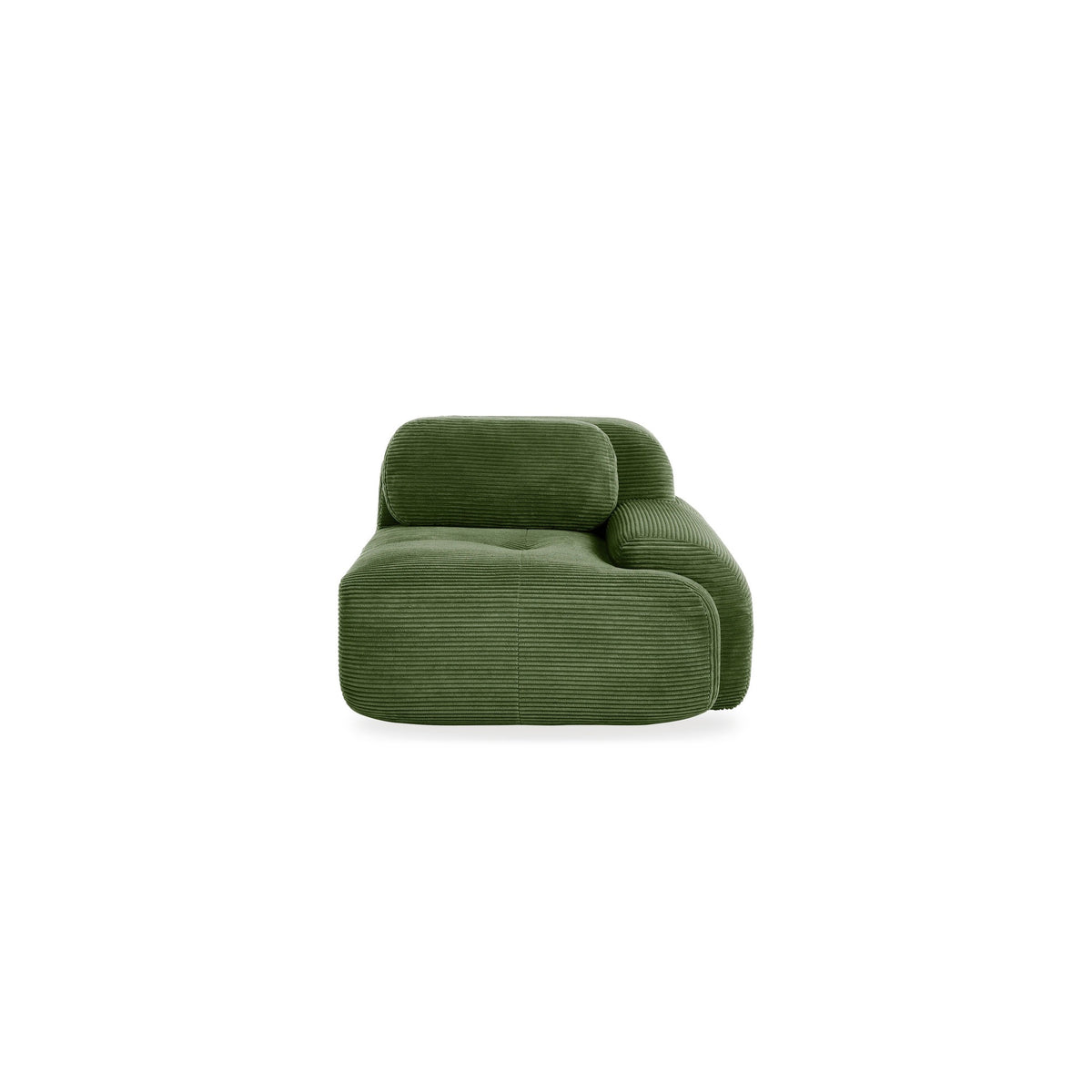 Fauteuil modulable en velours côtelé Nimbo, module d'angle, vert, de face, fond blanc