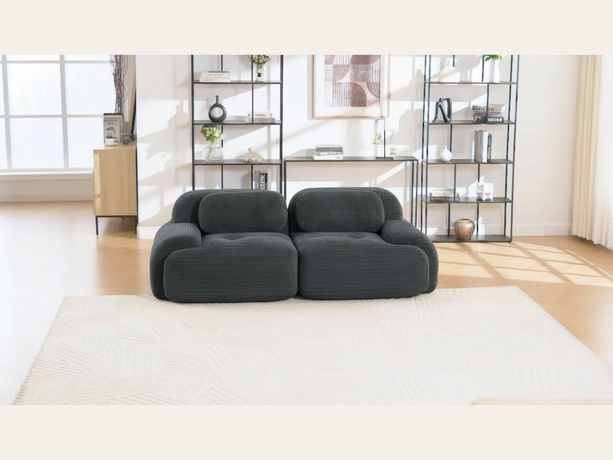 Canapé modulaire 2 places gris, de face dans un salon