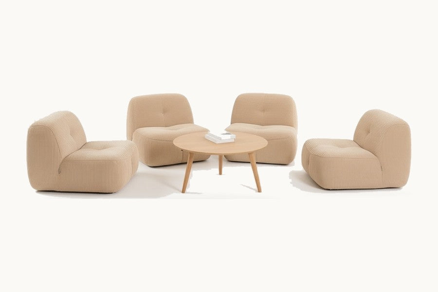 Pastille lot de 4 fauteuils en velours côtelé, coloris beige