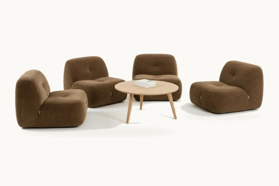 Pastille lot de 4 fauteuils en velours côtelé, coloris brun