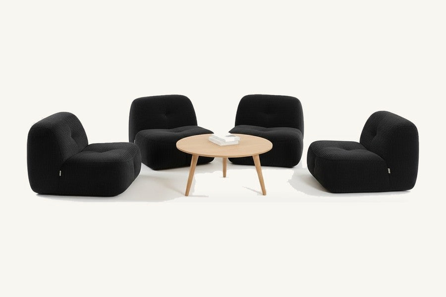 Pastille lot de 4 fauteuils en velours côtelé, coloris noir