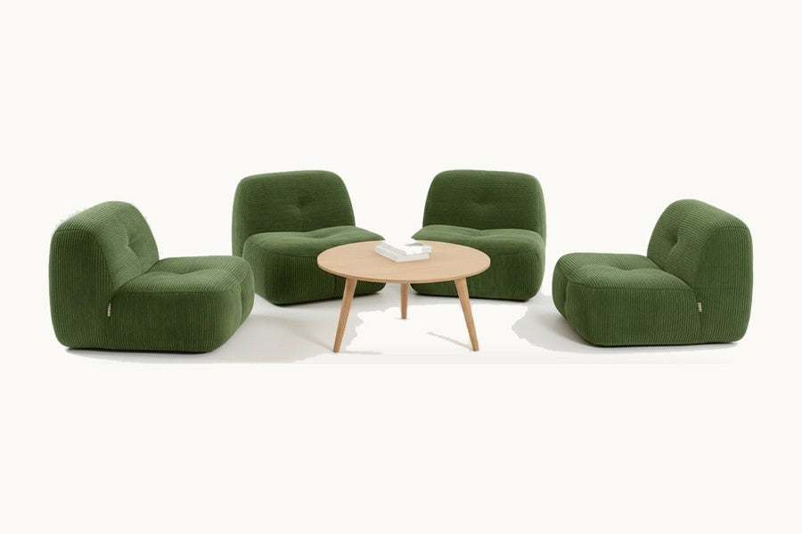 Pastille lot de 4 fauteuils en velours côtelé, coloris vert