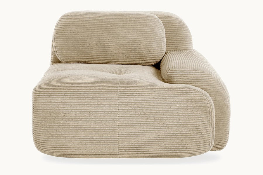 Pastille fauteuil modulable en velours côtelé, coloris beige