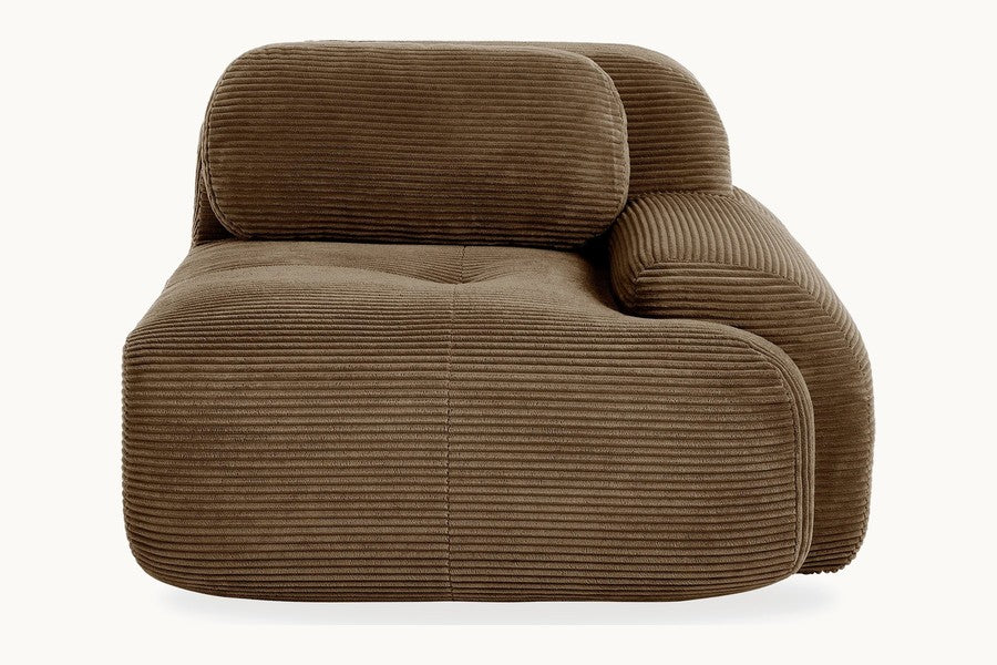 Pastille fauteuil modulable en velours côtelé, coloris brun