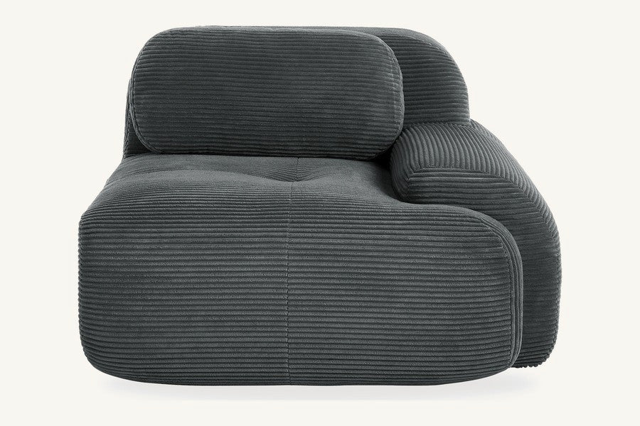 Pastille fauteuil modulable en velours côtelé, coloris gris