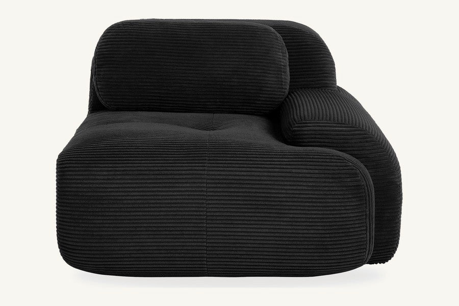 Pastille fauteuil modulable en velours côtelé, coloris noir