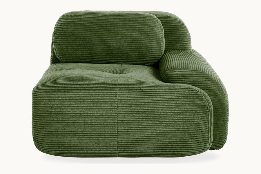 Pastille fauteuil modulable en velours côtelé, coloris vert