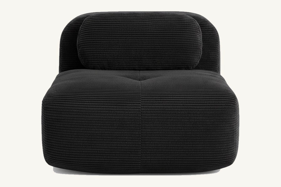 Pastille chauffeuse en velours côtelé, coloris noir
