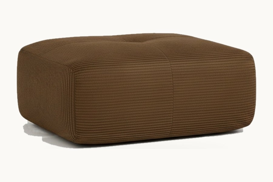 Pastille pouf en velours côtelé, coloris brun