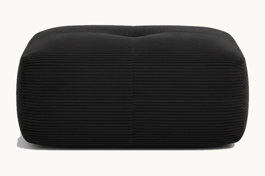 Pastille pouf en velours côtelé, coloris noir
