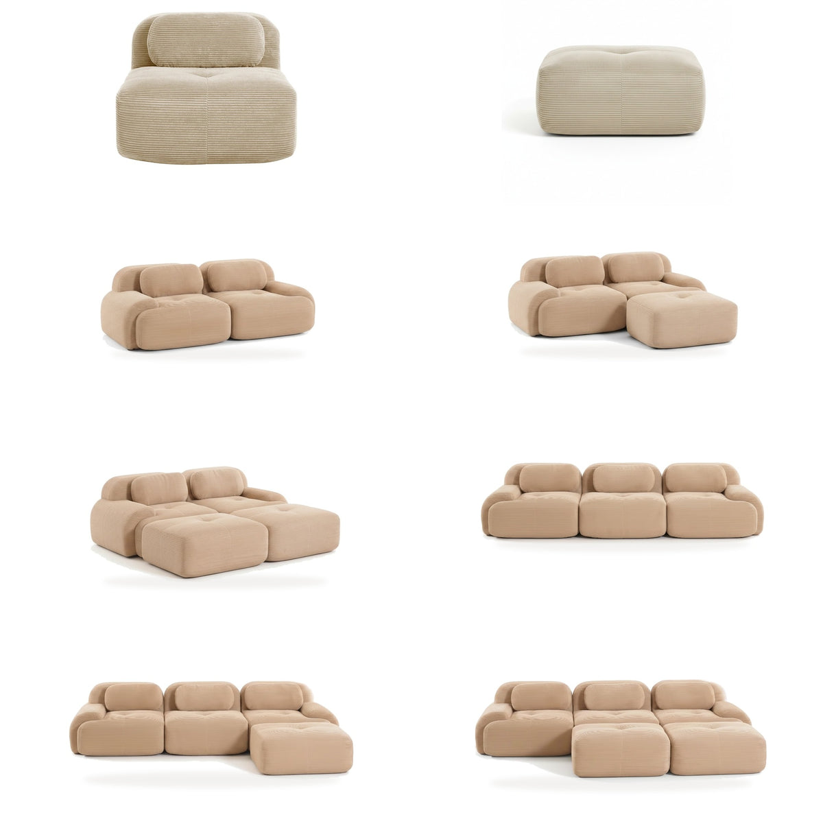 Velours côtelé beige, les compositions de la gamme, planche 1