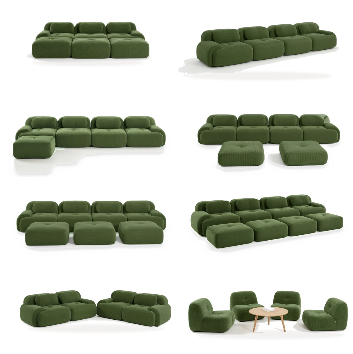 Velours côtelé vert, les compositions de la gamme, planche 2