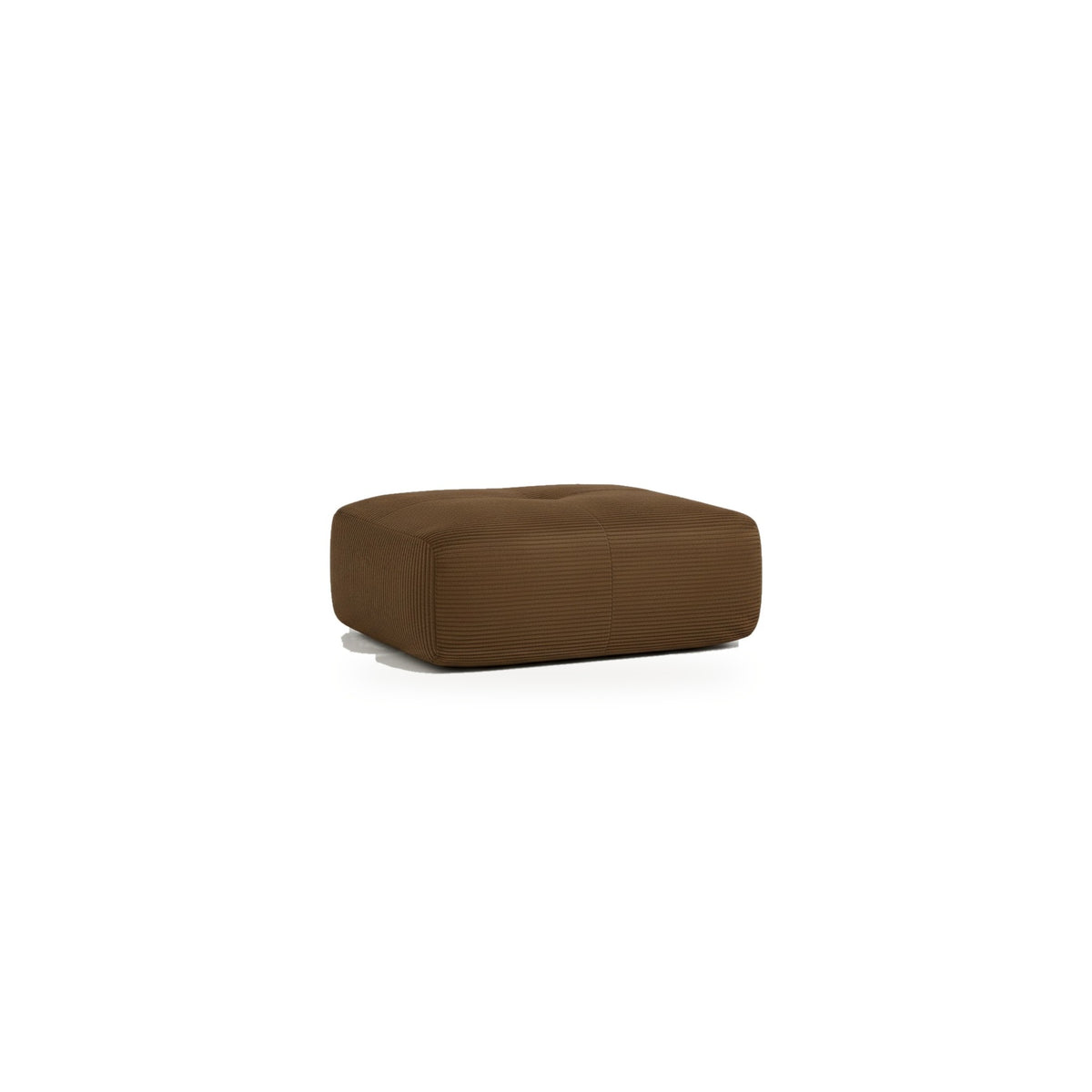 Pouf velours côtelé brun, vue de face sur fond blanc