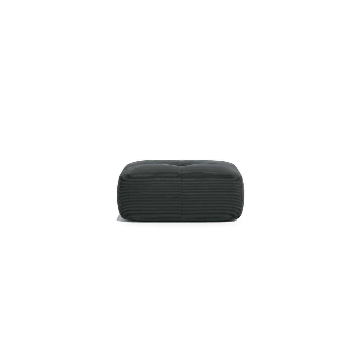 Pouf velours côtelé gris, vue de face sur fond blanc