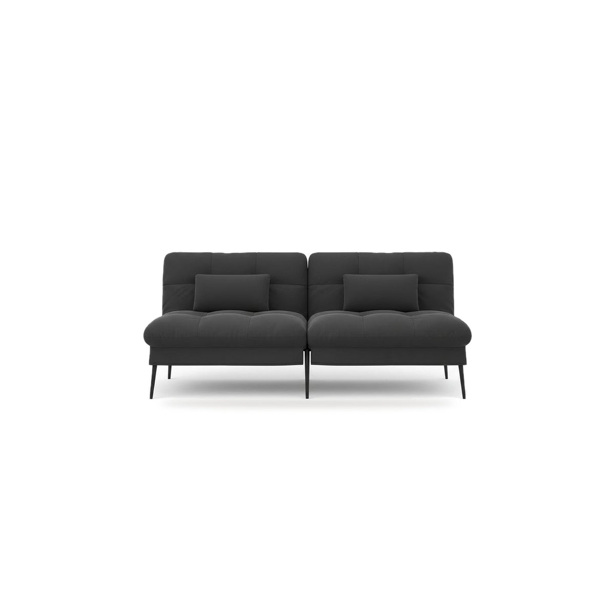 Canapé convertible en velours, coloris gris anthracite, vue de face sur fond blanc