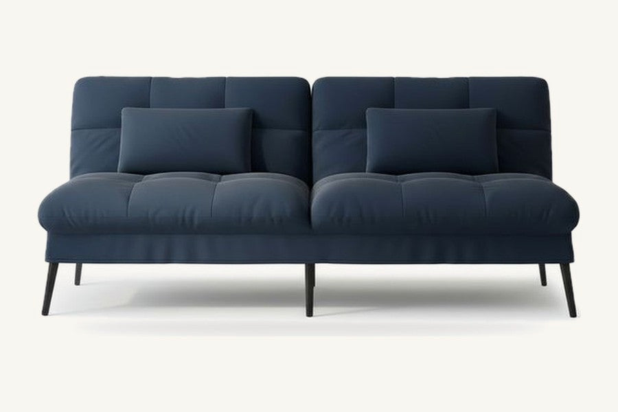 Pastille canapé convertible en velours, coloris bleu profond