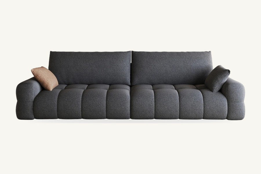 Pastille grand canapé bouclette 3 places, coloris anthracite