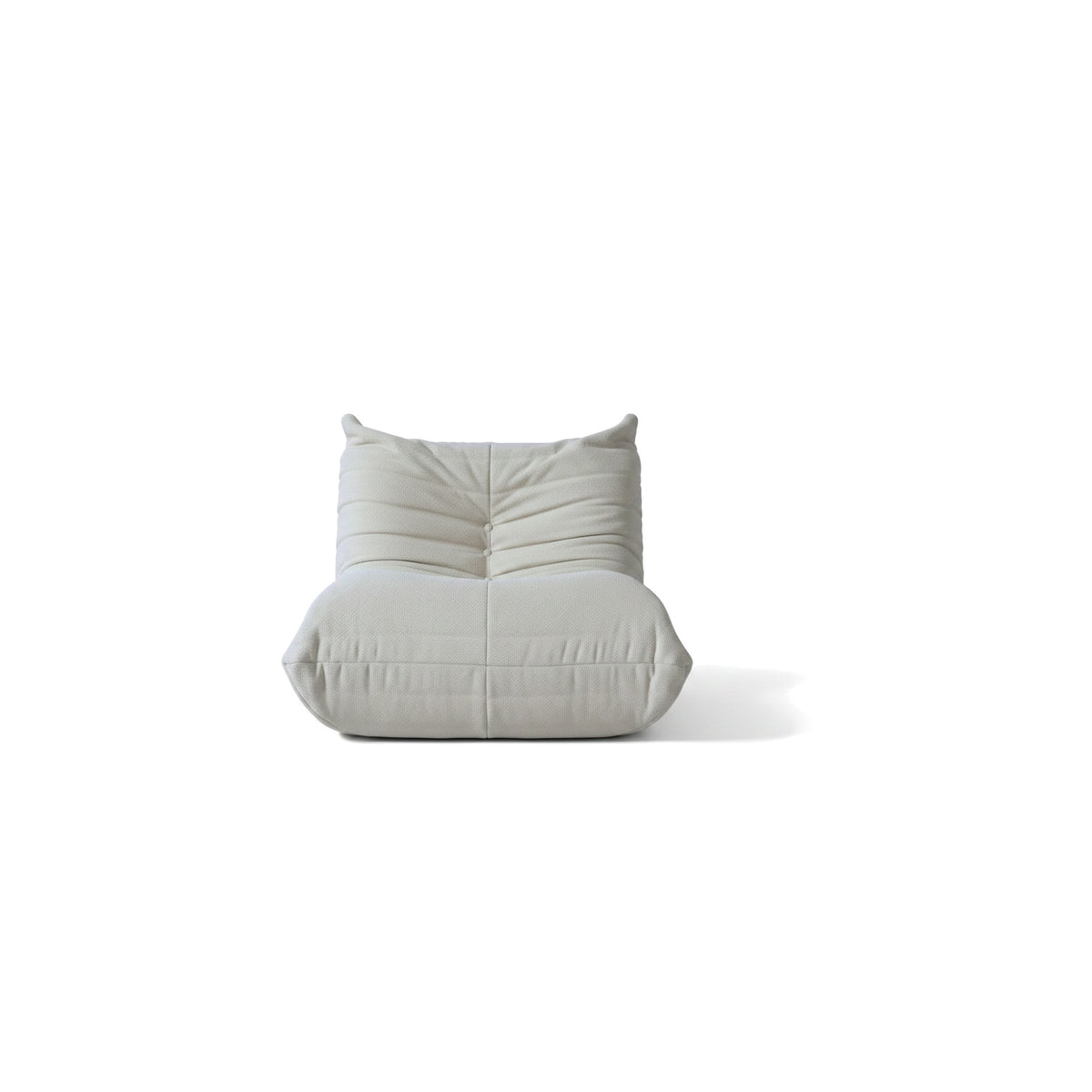 Fauteuil bas modulable, velours teddy blanc écru, vue de face