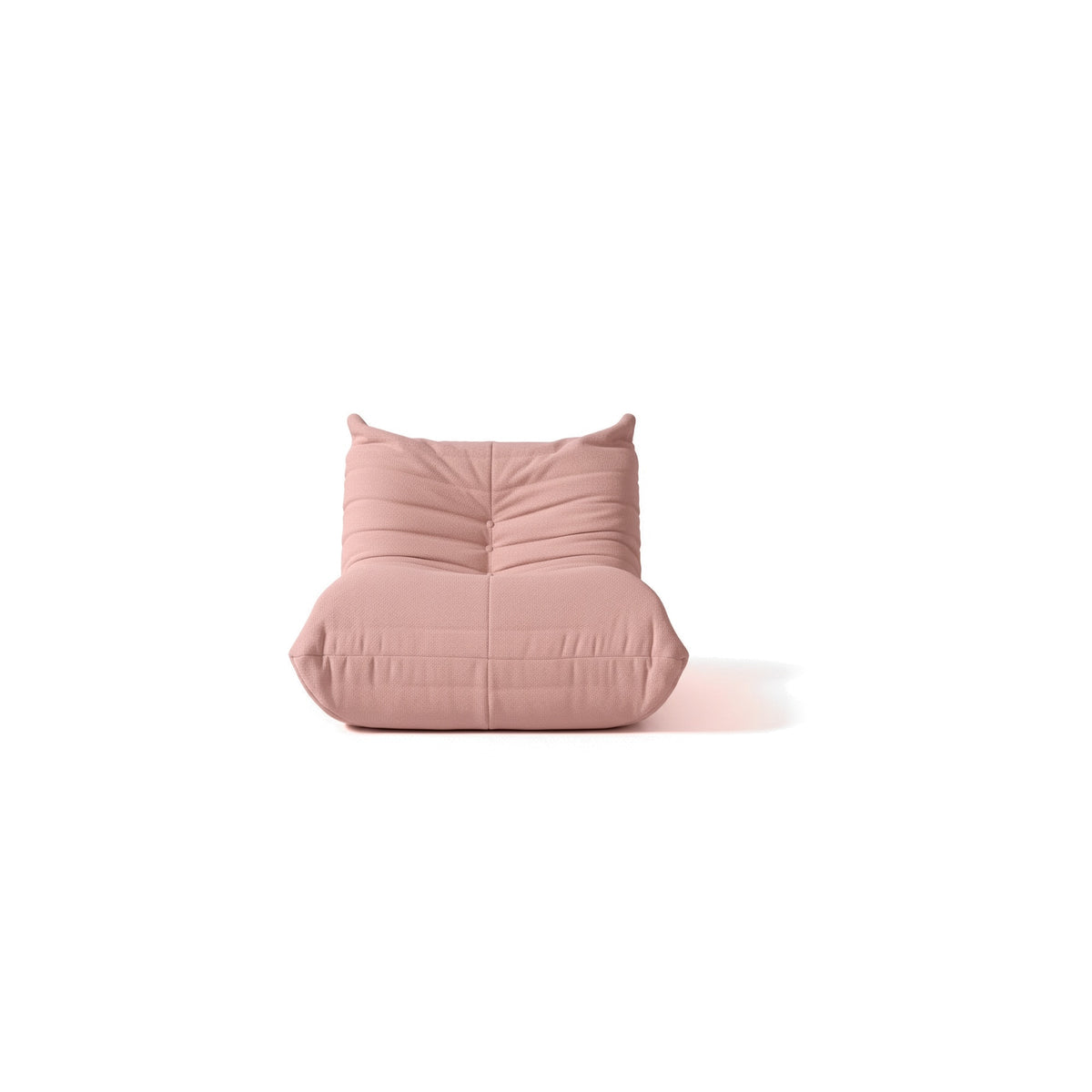 Fauteuil bas modulable, velours teddy rose poudré, vue de face
