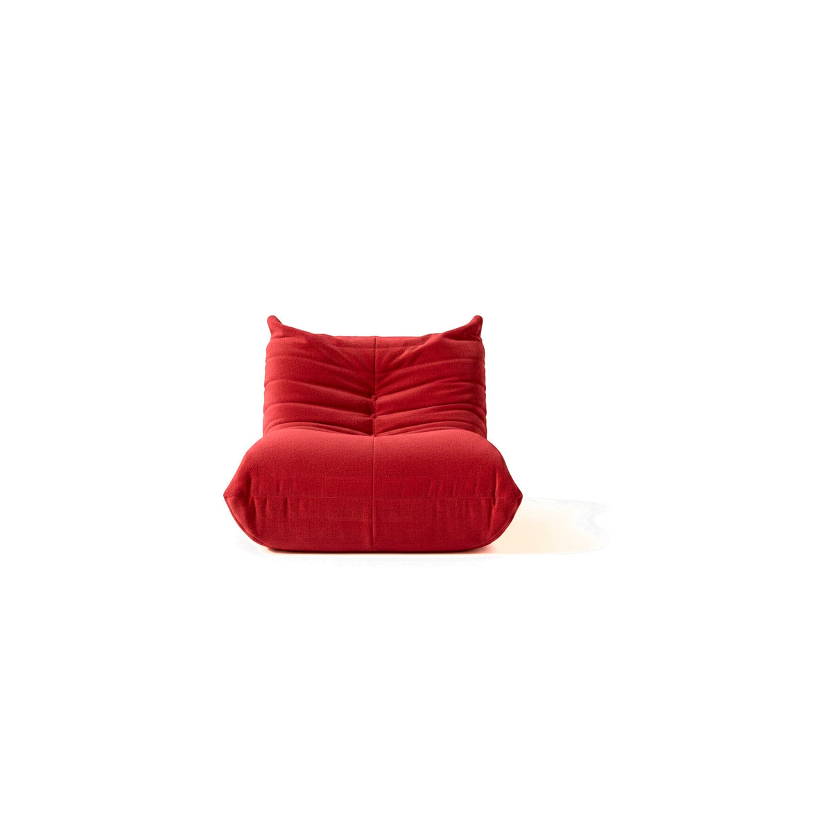 Fauteuil bas modulable, velours teddy rouge carmin, vue de face