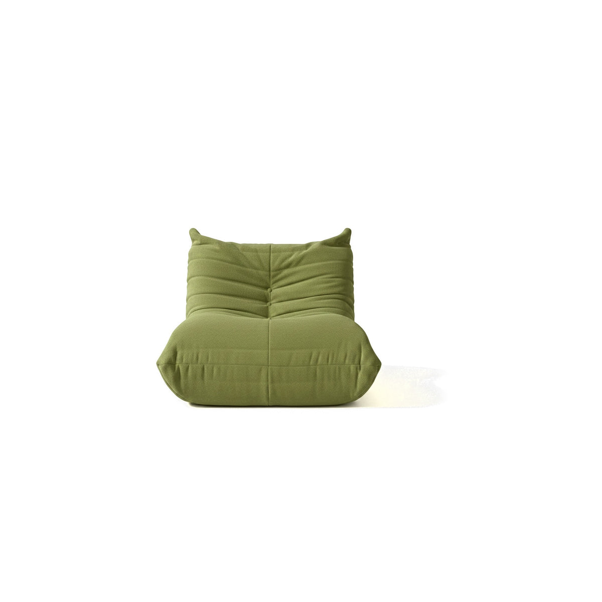 Fauteuil bas modulable, velours teddy vert olive, vue de face