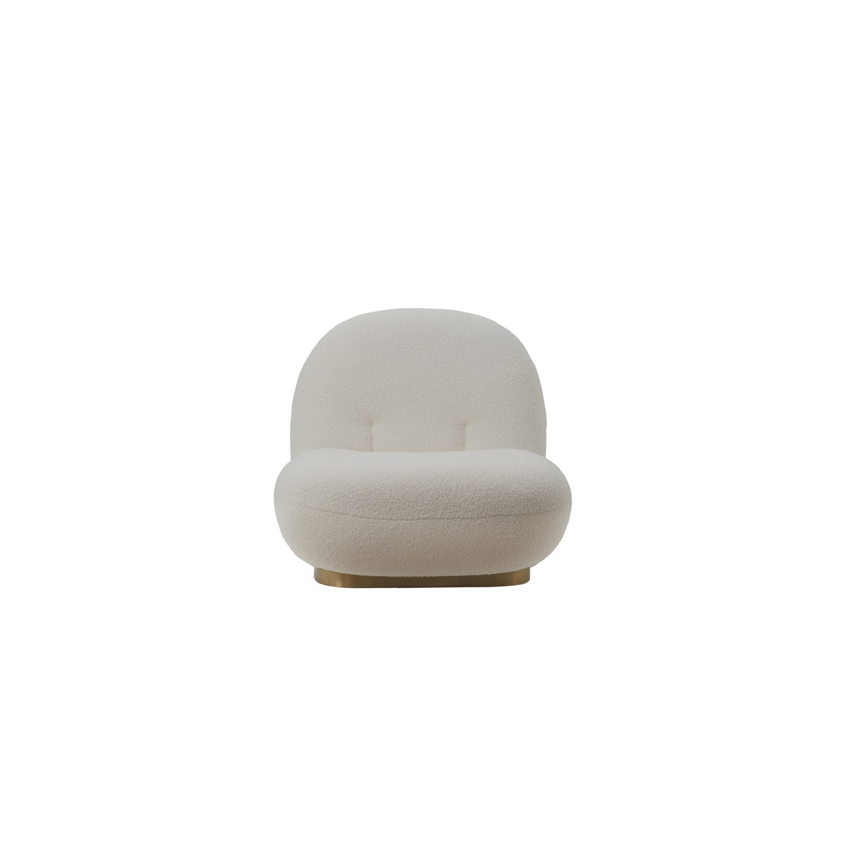 Fauteuil nuage pivotant 360 en tissu bouclette blanc écru, vue de face