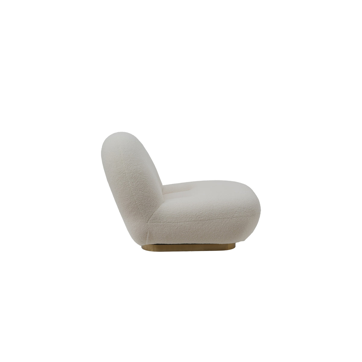 Fauteuil nuage pivotant 360 en tissu bouclette blanc écru, vue de profil