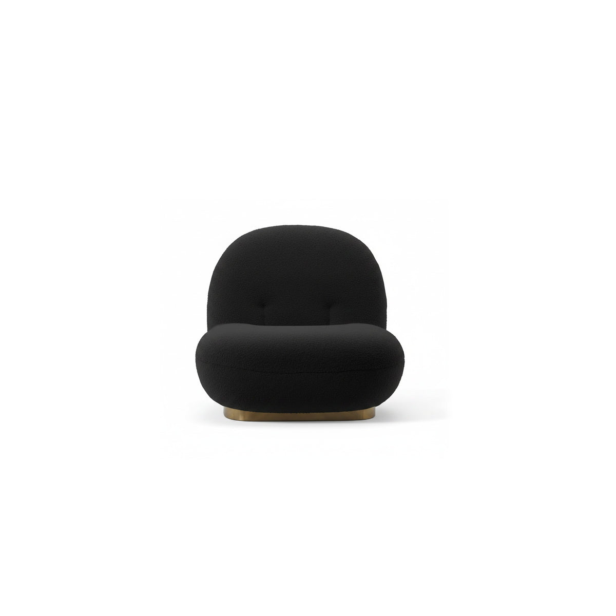 Fauteuil nuage pivotant 360 en tissu bouclette noir charbon, vue de face